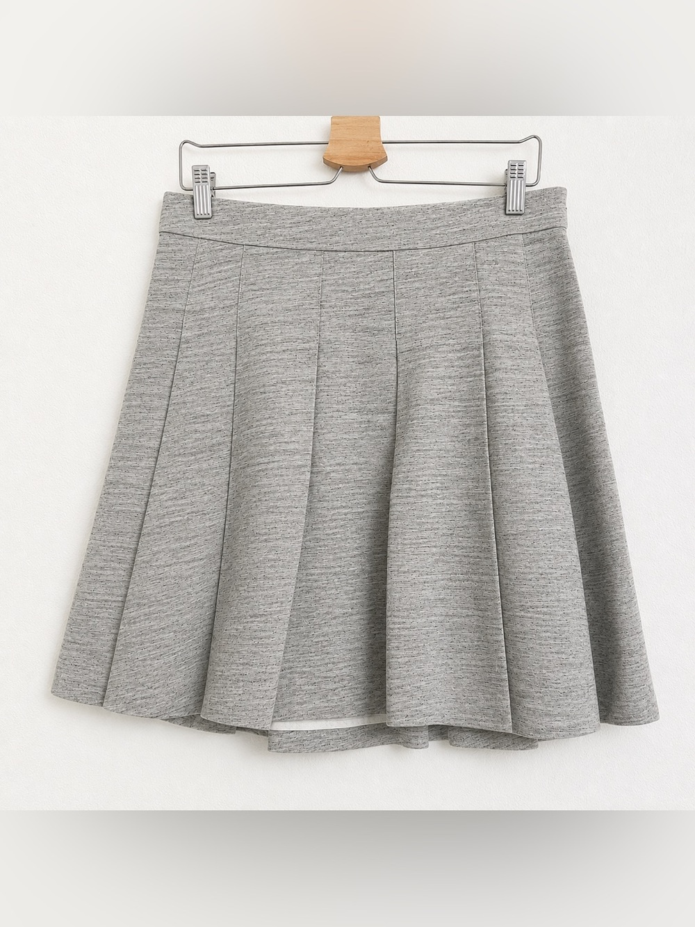 Derek Lam Gray linen Pleated Women's Skirt classic Flare mini academia preppy